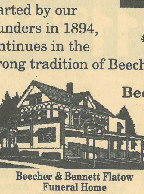Celebrating 100 years in business while showcasing Beecher & Bennett’s different locations during that time, including their very first at 280 Elm Street in New Haven. Notice the horse pulled hearse!